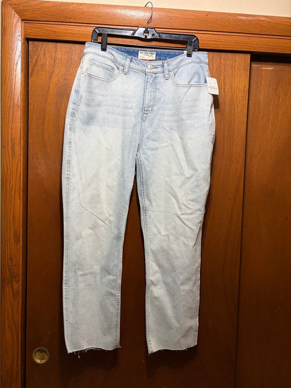 We The Free People Jeans Women's 31 Crvy Light Wash Straight Leg Raw Hem NWT
